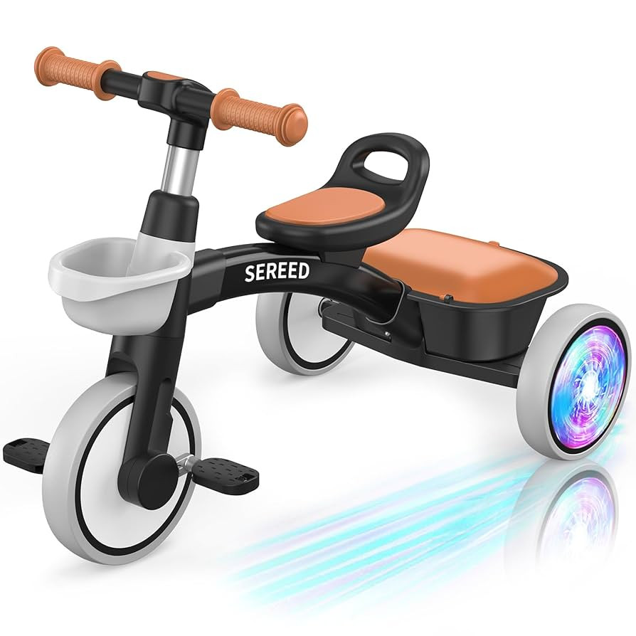 SEREED Colorful Lighting Toddler Tricycle for 2-5 Years Old Boys, Adjustable Seat&Handlebar Trike... | Amazon (US)
