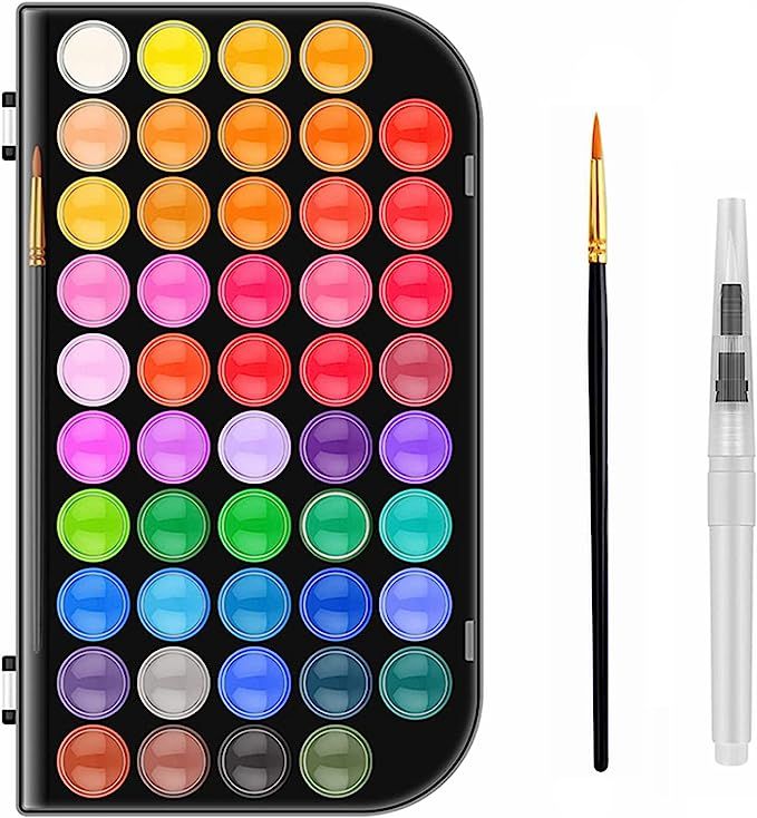 GETHPEN Watercolor Paint Set, 48 Colors Non-toxic Watercolor Paint with a Brush Refillable a Wate... | Amazon (US)