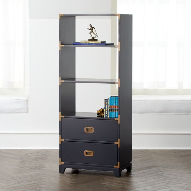 Navy Campaign Bookcase | Crate & Barrel