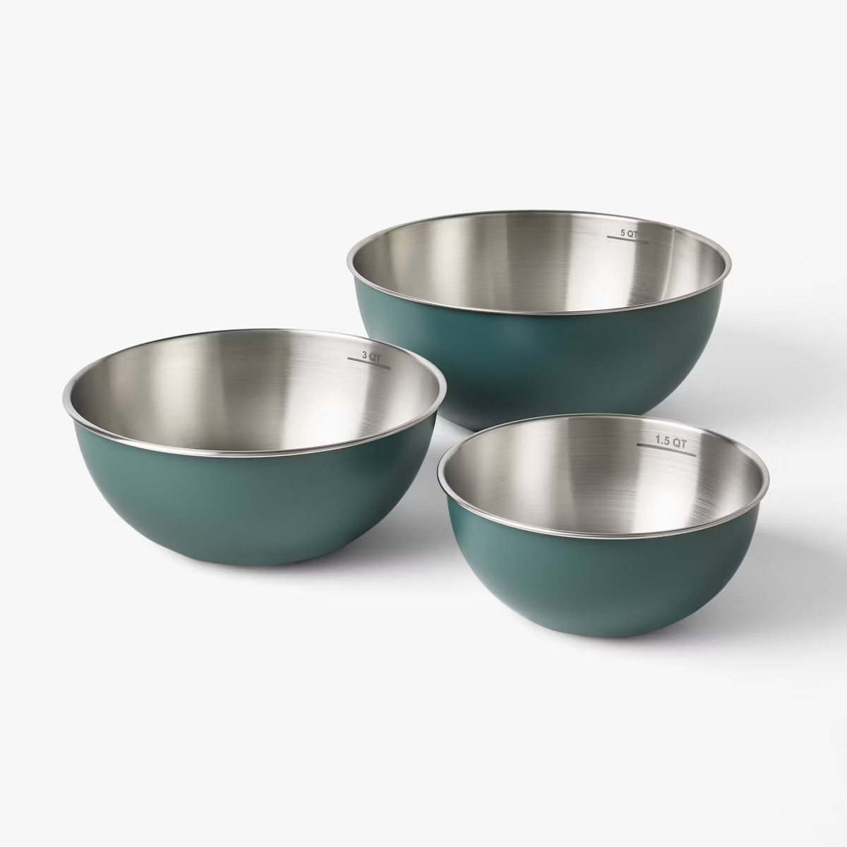 3pc (5qt, 3qt & 1.5qt) Stainless Steel Non-Slip Mixing Bowls (no lids) - Figmint™ | Target