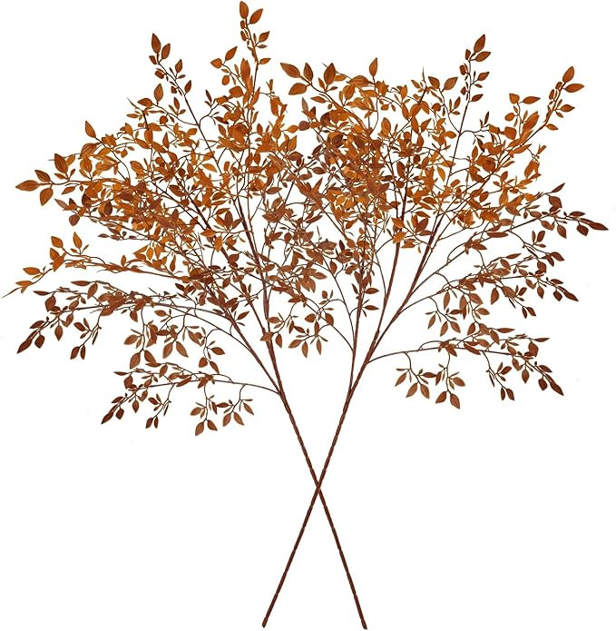 2Pcs 43.3in Artificial Fall Branches, Fake Ficus Twig Plants with Leaves for Thanksgiving Autumn ... | Amazon (US)