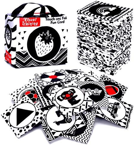 Black and White Soft Flash Cards,Nontoxic Fabric Baby Cloth Activity Crinkle with Storage Bag for... | Amazon (US)