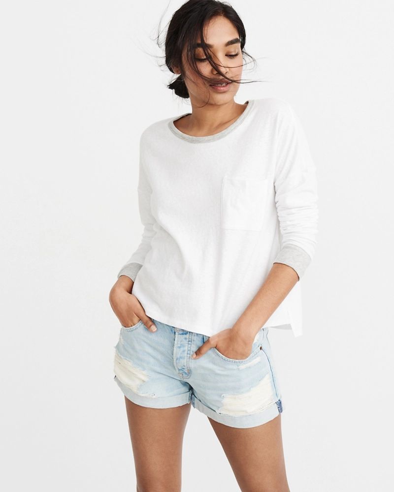 Long-Sleeve Contrasting Tee | Abercrombie & Fitch US & UK