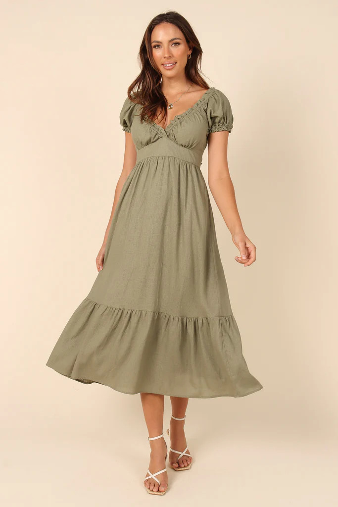 Elidy Short Puff Sleeve Maxi Dress - Olive | Petal & Pup (US)