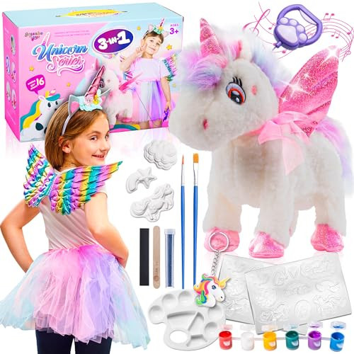 Greenbo Unicorns Toys for Girls Age 4-6 - Includes Multifunctional Unicorn Gifts, Painting Kit Crafts for Kids, and Unicorn Dress - Fun and Engaging Birthday Gifts for Girls Ages 3, 4, 5, 6, and Up | Amazon (US)