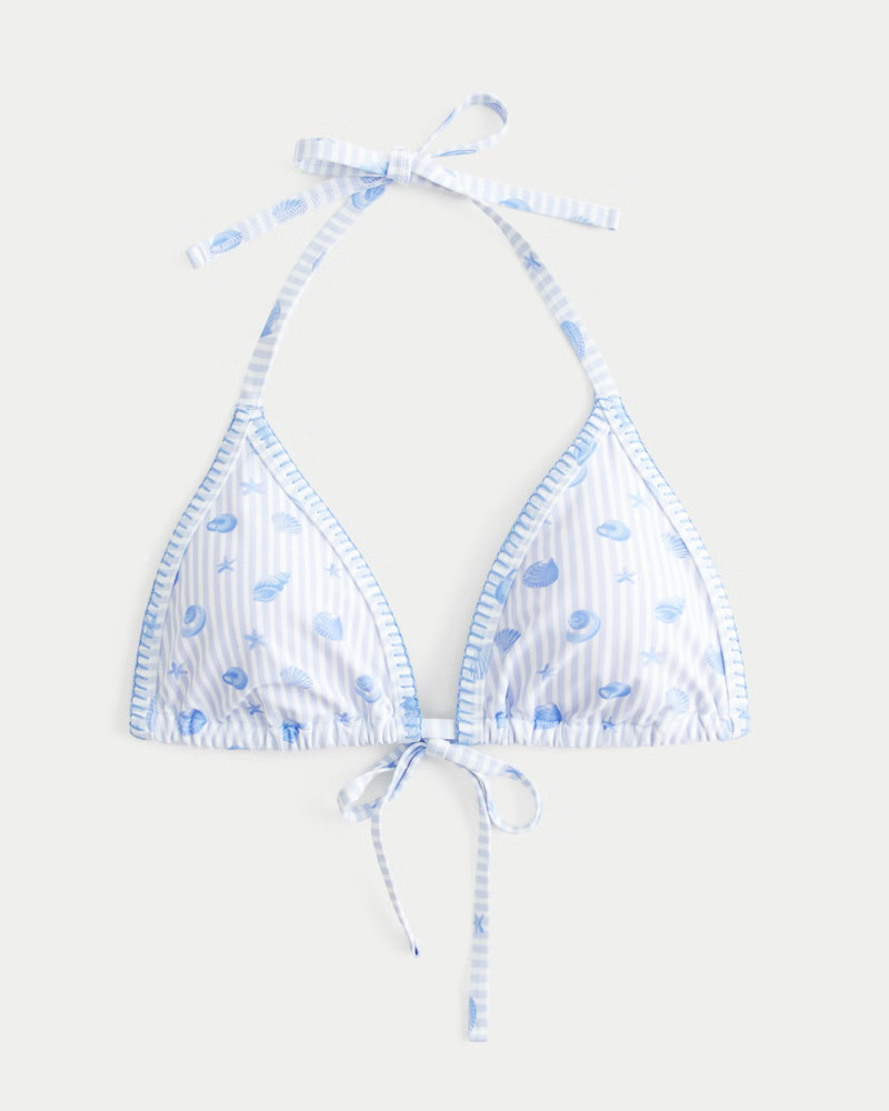 Women's Embroidered Stitch Triangle Bikini Top from Hollister | Hollister (US)