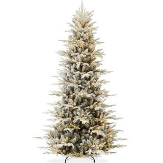 7.5 ft. Green Fir Pre-Lit Flocked Artificial Christmas Tree with 400-LED Color + Clear Lights | The Home Depot