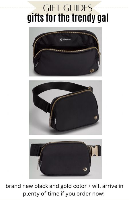 Lululemon just released the next size up of the fanny pack belt bag and it is a black and gold color way and so gorgeous. Fully in stock now and will arrive by Christmas if you order it now. Perfect for a trendy girl on your list and is very very practical, I love mine￼

#LTKGiftGuide #LTKSeasonal #LTKHoliday