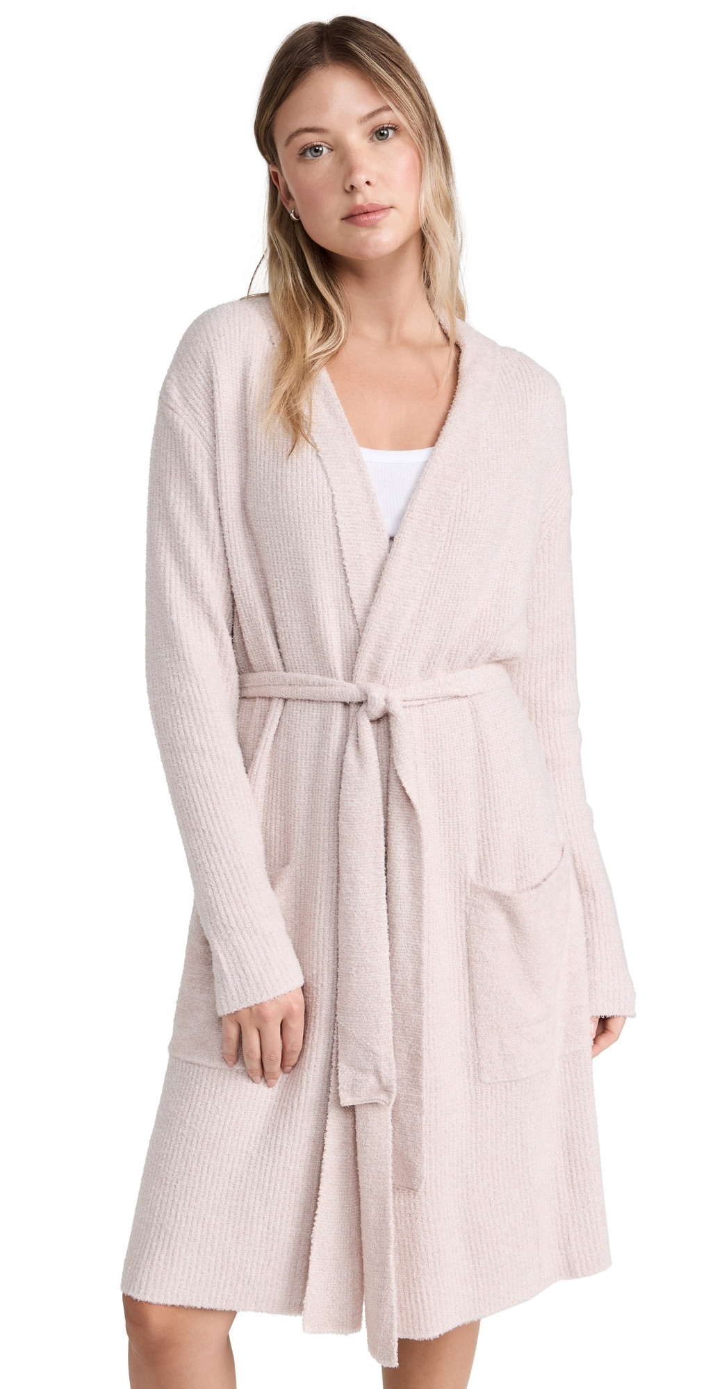 Barefoot Dreams Cozychic Lite Ribbed Robe Faded Rose/Pearl L/XL | Shopbop