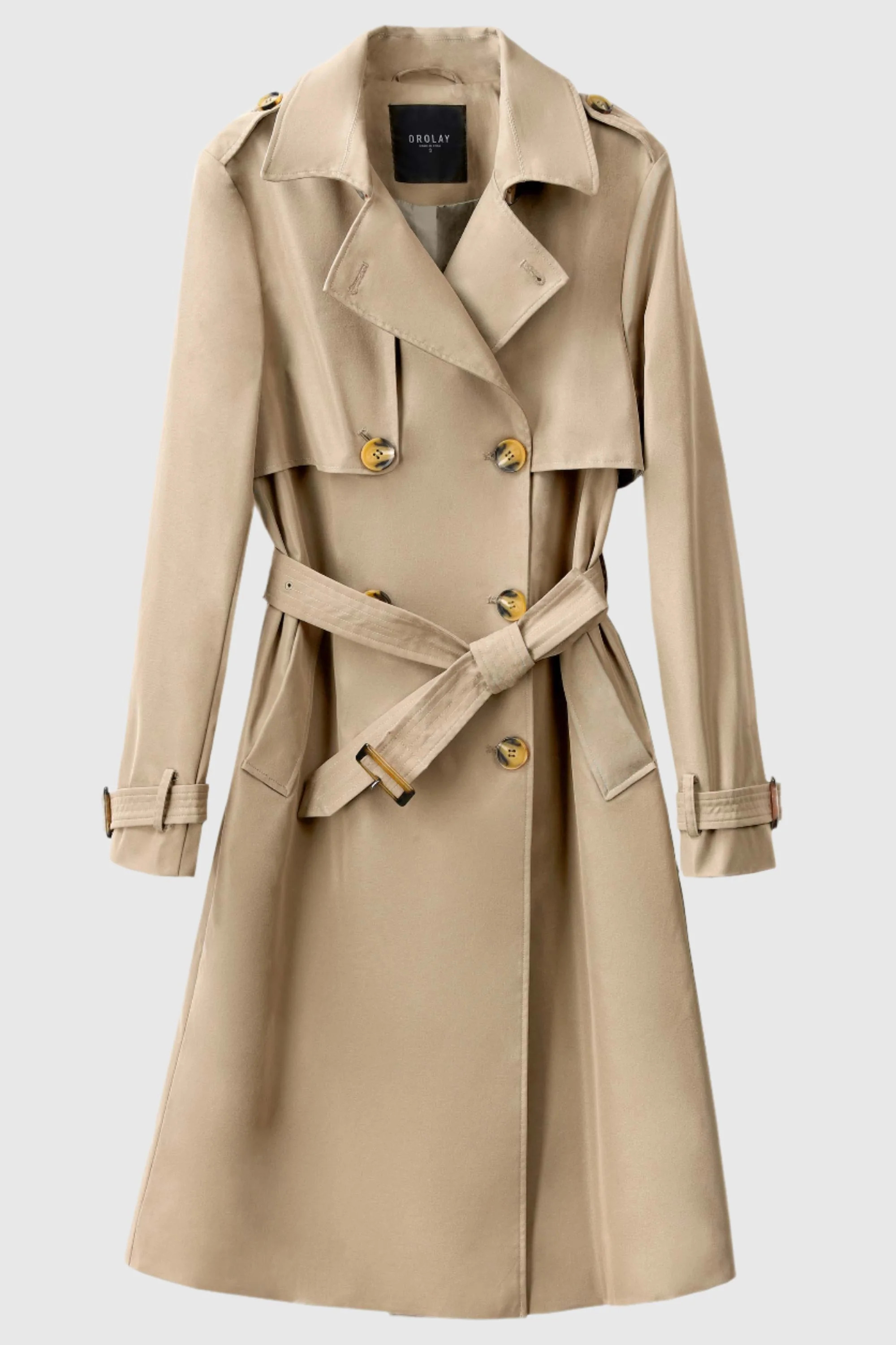 Orolay Women's 3/4 Length Belted Double-Breasted Trench Coat | Orolay