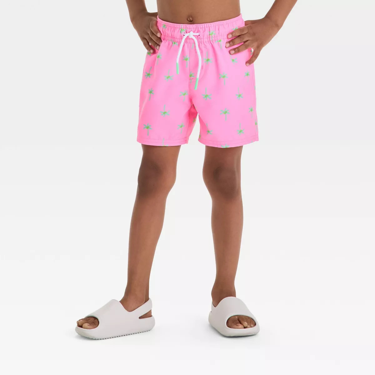 Toddler Boys' Palm Tree Printed Swim Shorts - Cat & Jack™ Pink 3T | Target