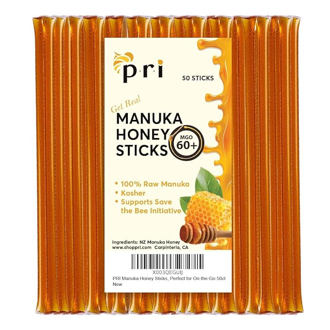 P.R.I Manuka Honey Sticks, Certified MGO 60+, Raw New Zealand Manuka Honey, Perfect for On-the-Go... | Amazon (US)