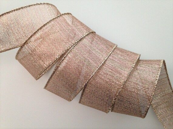 Christmas Ribbon, Rose Gold Sparkle Ribbon, 5 YARDS, Wired Ribbon, 1 1/2" Wide, Ribbon for Wreath... | Etsy (US)