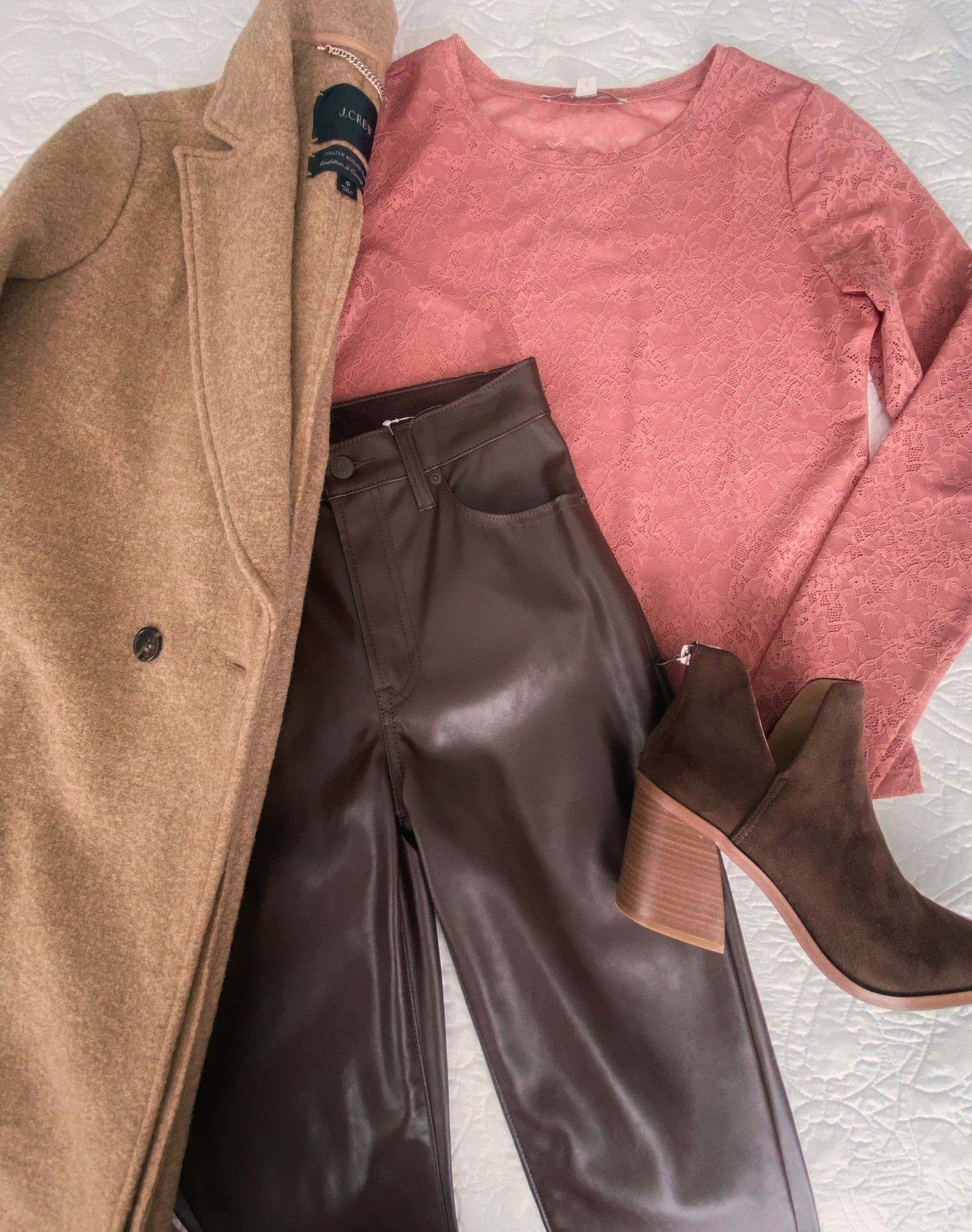 Lace, wool, and faux leather - what a fun/edgy combination of textures! The #softautumn color combo is GORG 😍

Don’t sleep on this lace top - it will be sold out before you know it!

This top is perfect for Valentine’s Day!

(My wool camel color coat is from J. Crew a fear years ago, such a good investment piece!)

#LTKPetite #LTKSaleAlert #LTKValentine