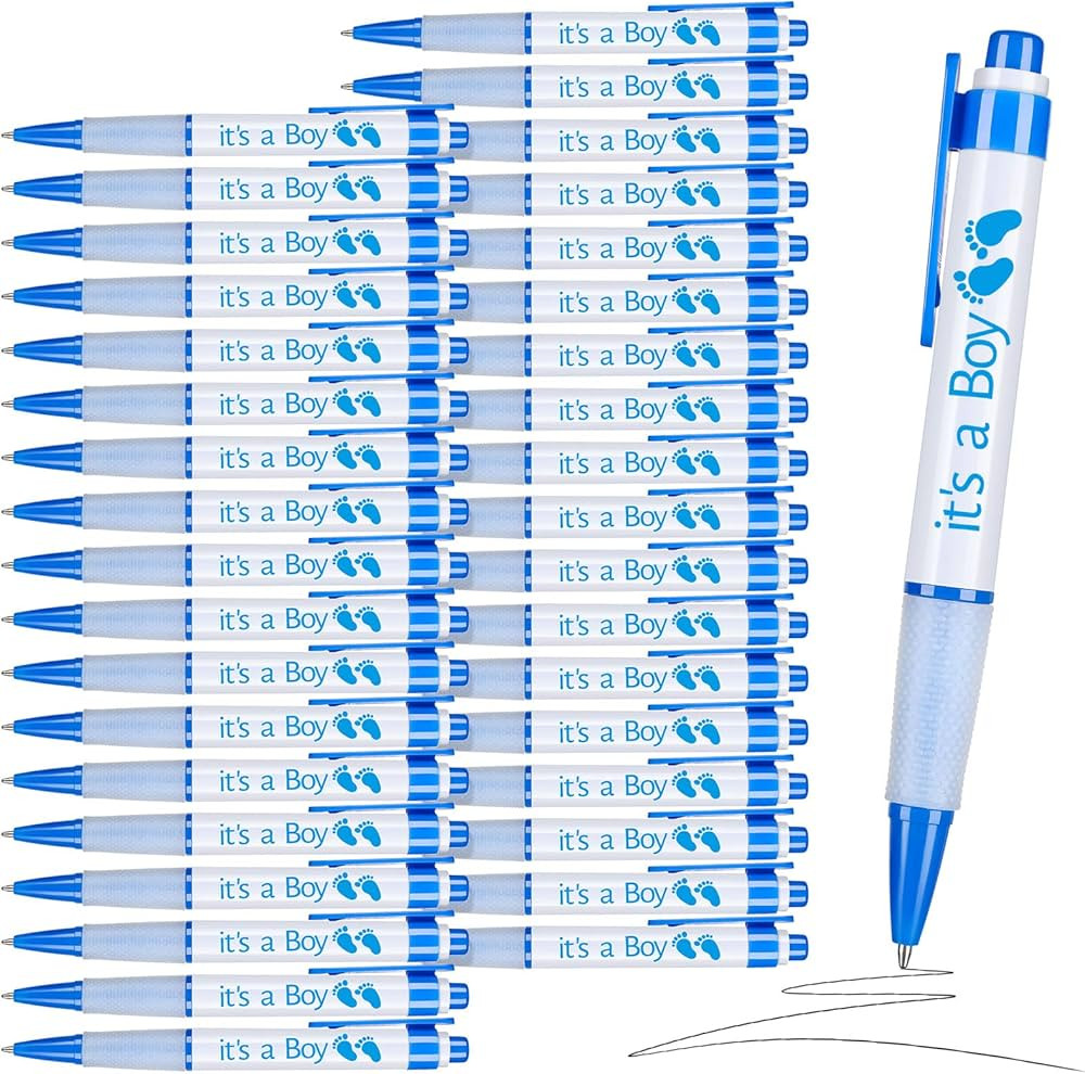 Woanger 36 Pcs Retractable Gel Pen Light Blue Baby Shower Pens with Rotating Messages for Baby Sh... | Amazon (US)