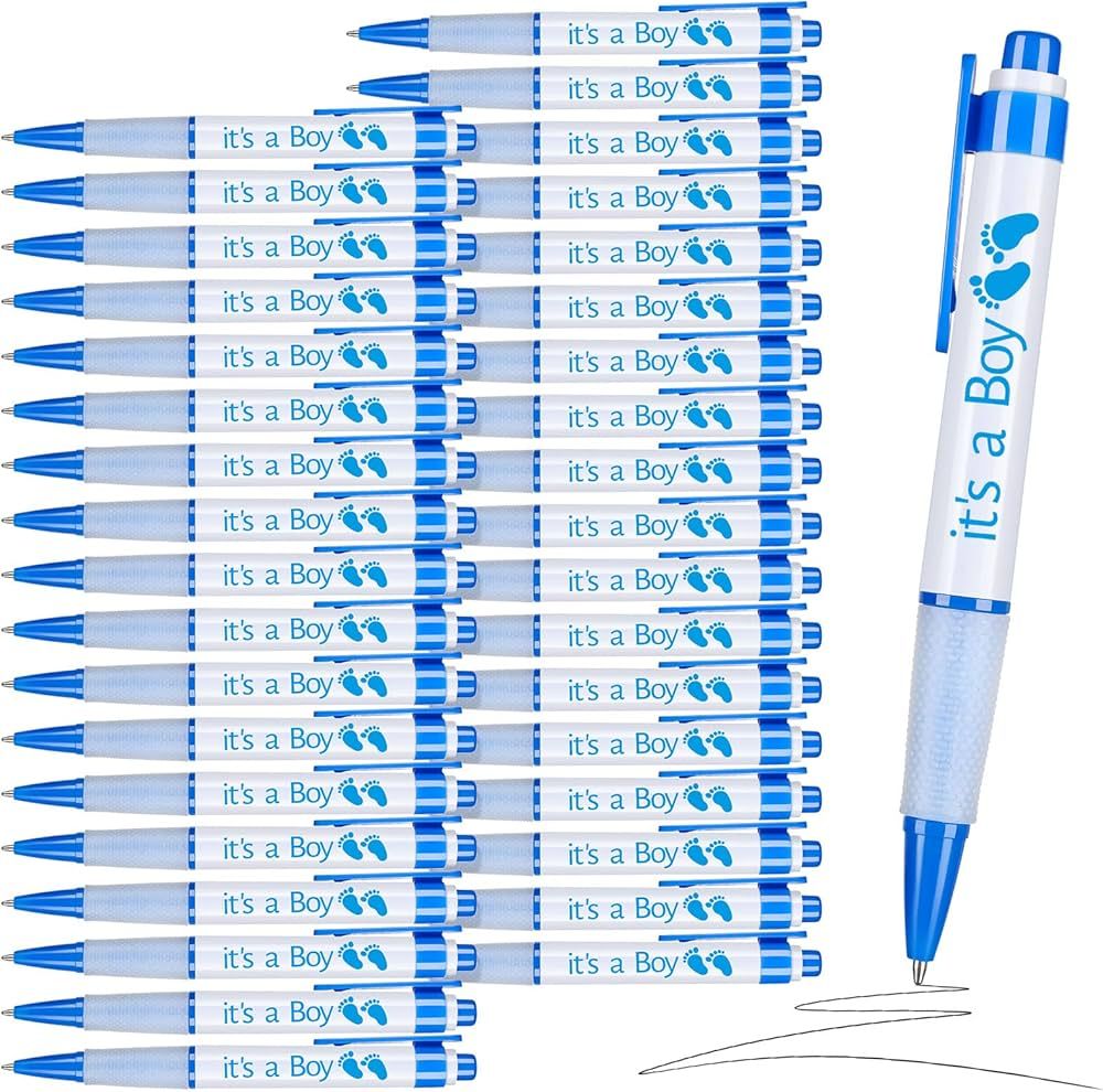 Woanger 36 Pcs Retractable Gel Pen Light Blue Baby Shower Pens with Rotating Messages for Baby Sh... | Amazon (US)