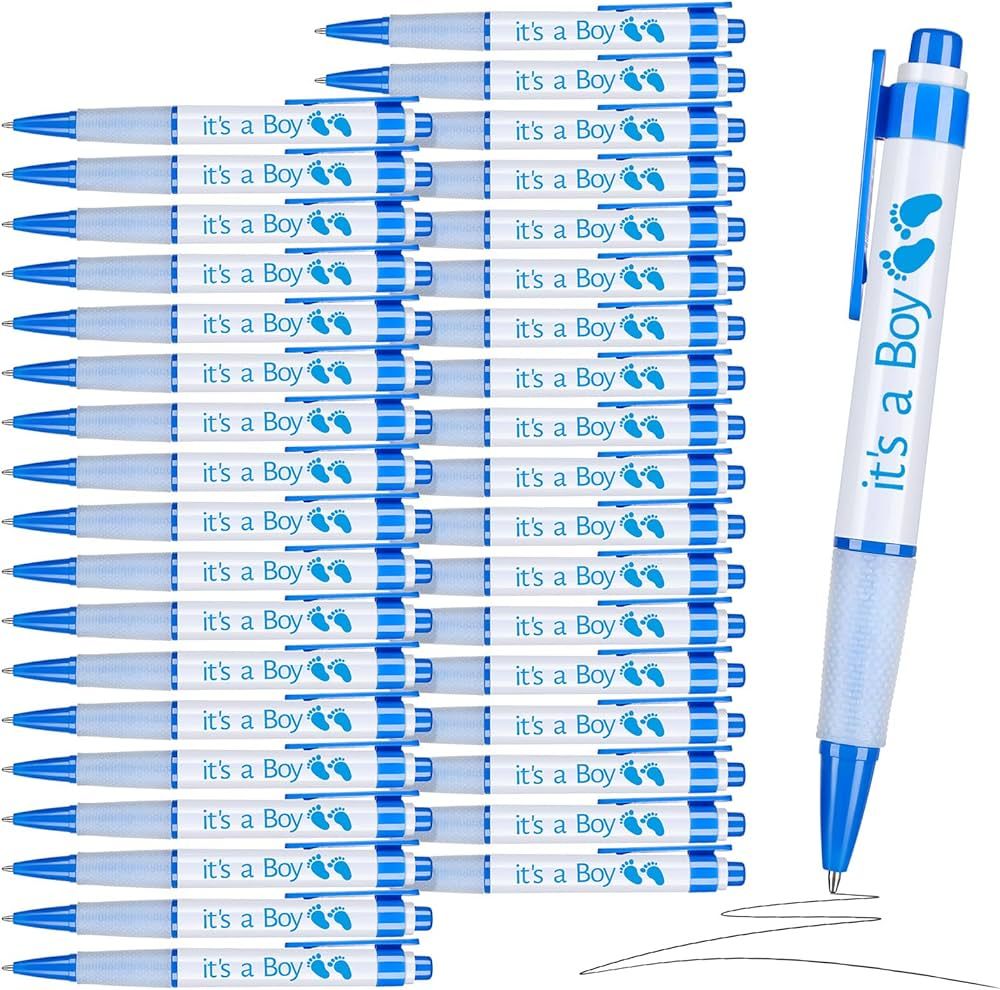 Woanger 36 Pcs Retractable Gel Pen Light Blue Baby Shower Pens with Rotating Messages for Baby Sh... | Amazon (US)