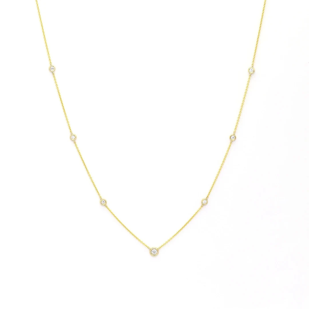 14k 7 Diamond By The Yard Necklace | 0.27ct Natural Diamond Necklace | 14k Necklace | Multi Diamo... | Etsy (US)