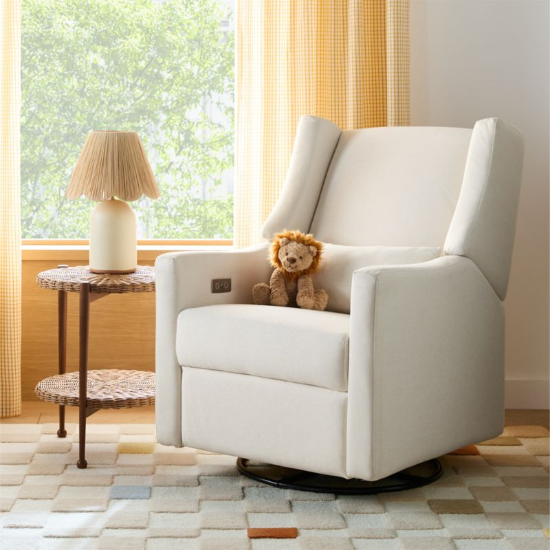 Babyletto Kiwi Cream Electronic Swivel Glider Power Recliner Nursery Chair + Reviews | Crate & Ki... | Crate & Barrel