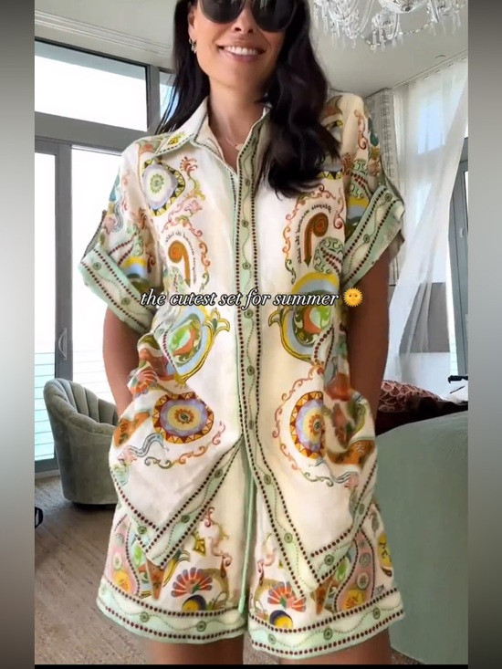 White Paisley Print Short Sleeve Button-Up Shirt and Shorts Set | Poshmark