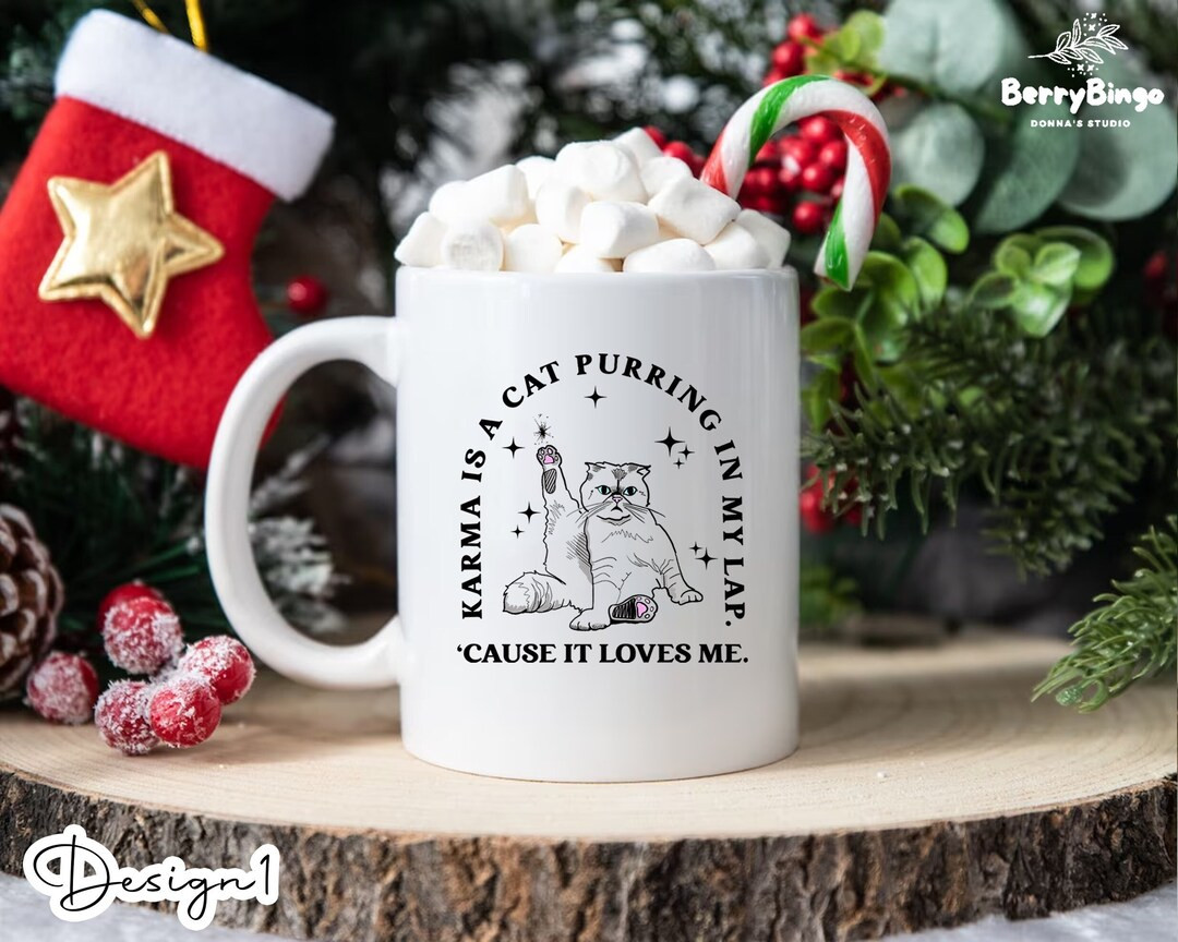 Karma Is A Cat Mug, Taylor Swift Mug, Swift Fan Gift, Cat Mug, Cat Lovers Mug, Funny Coffee Mug, ... | Etsy (US)