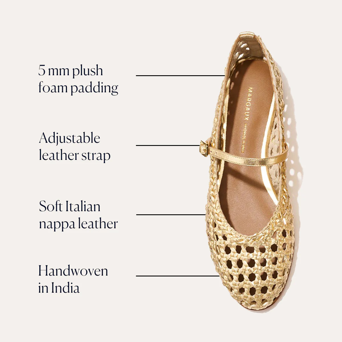 The Demi Jane - Gold Woven Leather | Margaux