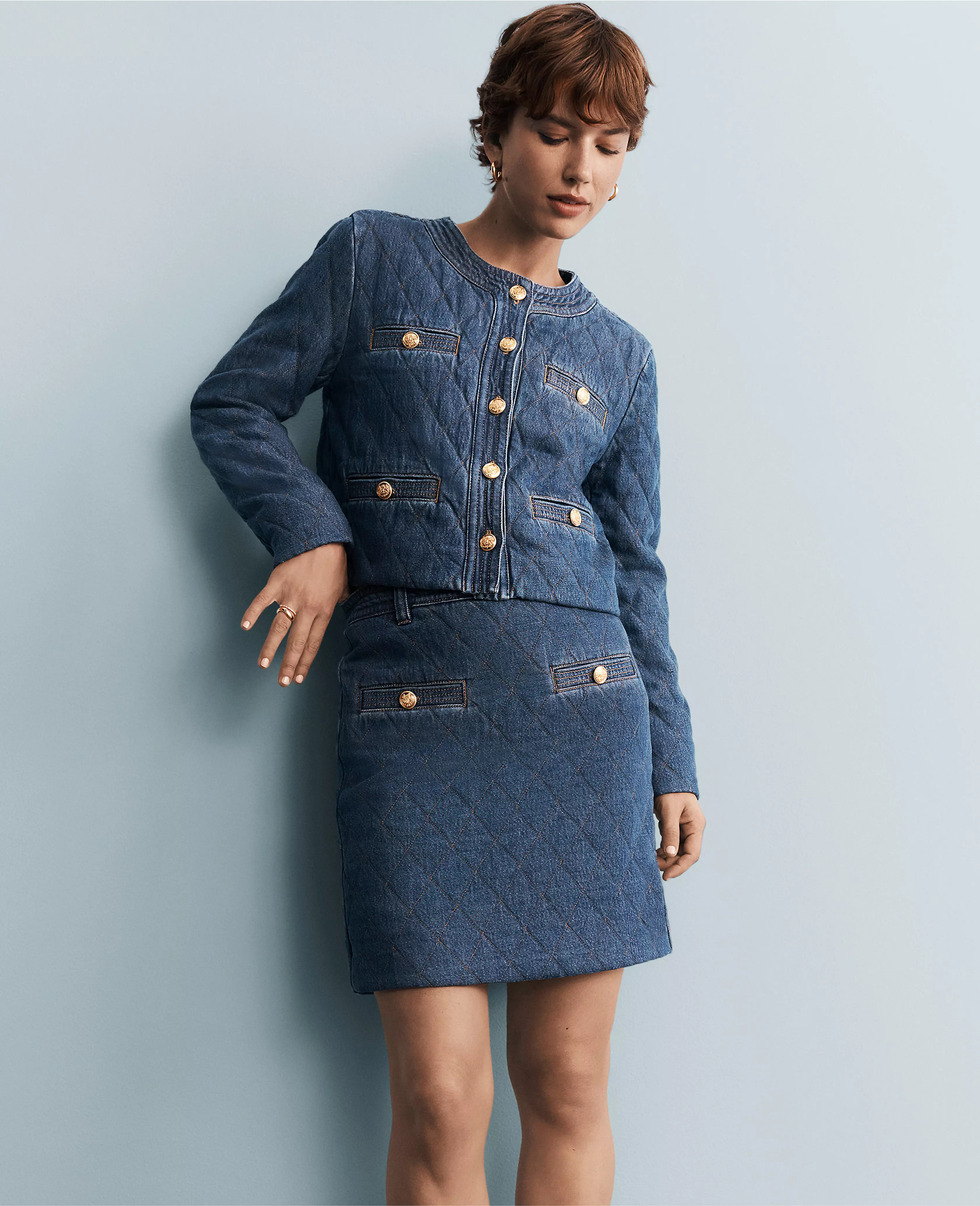 Denim Quilted Jacket | Ann Taylor