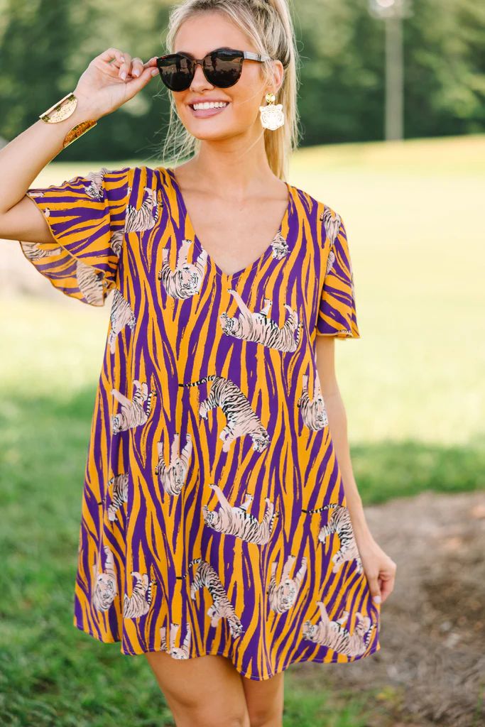 The Kinsley Yellow and Purple Shift Dress | The Mint Julep Boutique