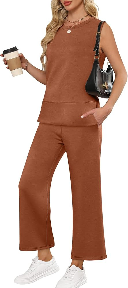 ANRABESS Womens 2 Piece Outfits Summer Beach Vacation Clothes Spring Travel Airport Casual Wide L... | Amazon (US)