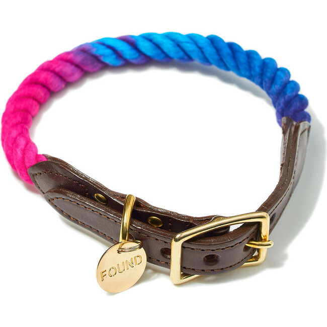 Found My Animal | Ombre Cotton Rope Cat & Dog Collar, Dark Multi, (Size X-Large) | Maisonette | Maisonette