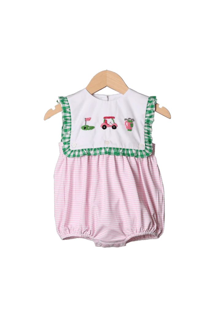 French Knot Golf Pink Gingham Bubble | The Smocked Flamingo
