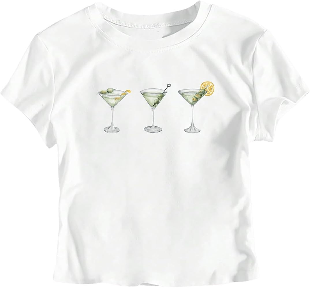 SHENHE Women's Summer Graphic Crop Tee Crew Neck Short Sleeve Funny Fitted T Shirt Top | Amazon (US)