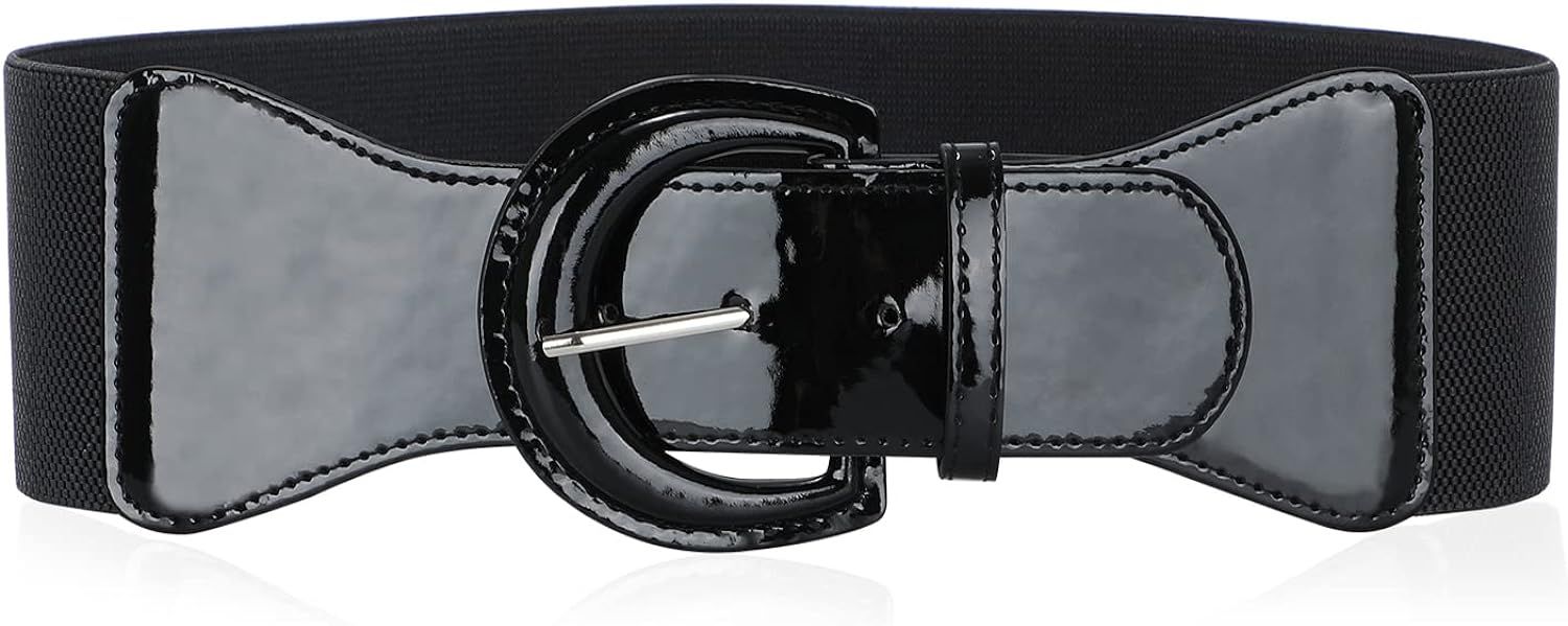 Women Retro Wide Elastic Waist Belt for Dress Ladies Vintage Cinch Belt Plus Size with Chunky Buc... | Amazon (US)