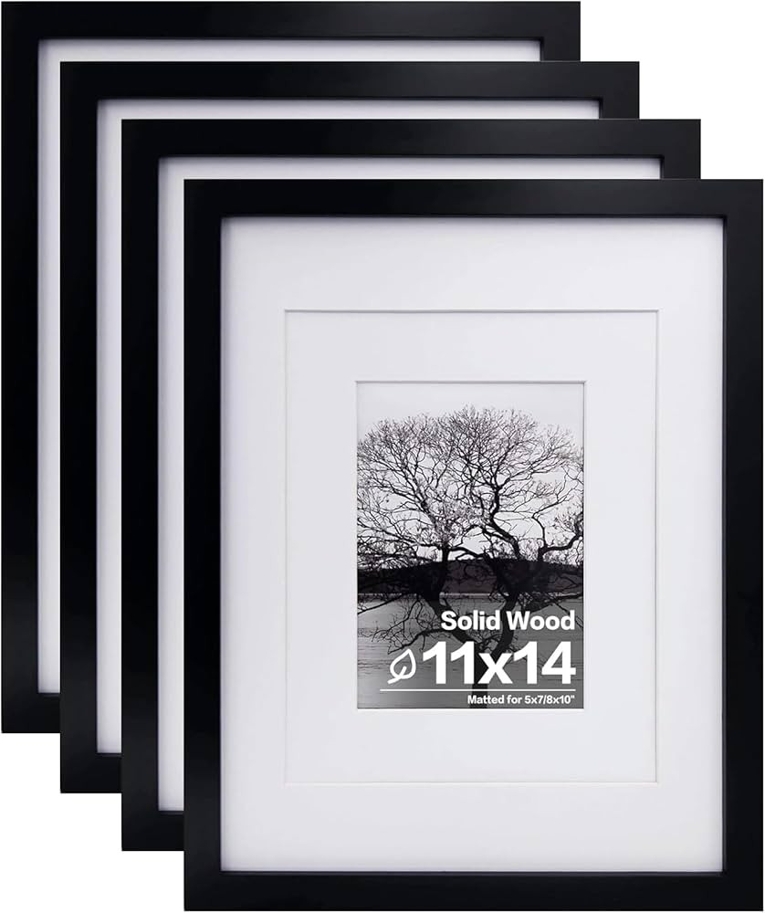 Egofine 11x14 Picture Frames Set of 4, Made of Solid Wood Covered by Plexiglass 5x7 and 8x10 with... | Amazon (US)