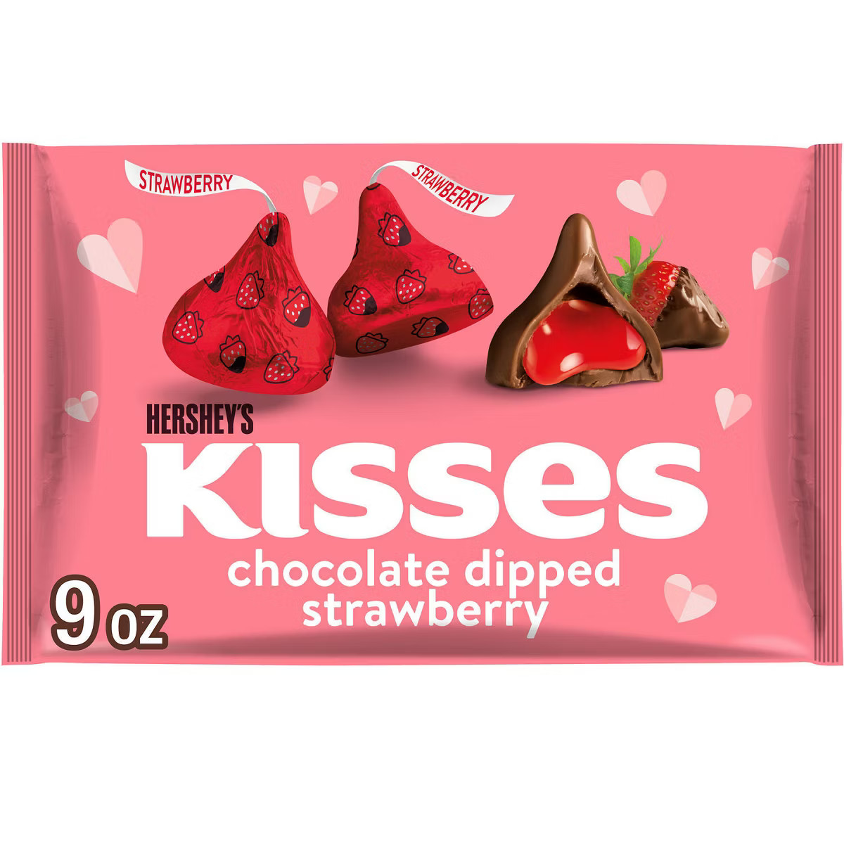 Hershey's Kisses Valentine's Day Chocolate Dipped Strawberry Candy - 9oz | Target