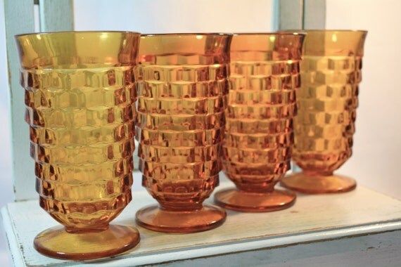 Whitehall Amber Goblets, Indiana Vintage Glassware, Indiana Whitehall, Barware,Tumblers, Home Bar, R | Etsy (US)