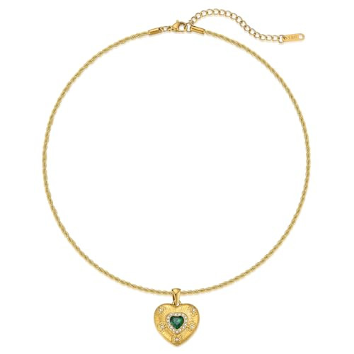 NUZON 2-Tone Interlocking | Sunburst Heart | CZ Evil Eye | Single Pearl | Love Heart Pendant Neck... | Amazon (US)