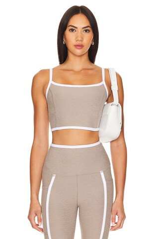 Beyond Yoga Spacedye New Moves High Cropped Tank in Birch & Cloud White from Revolve.com | Revolve Clothing (Global)