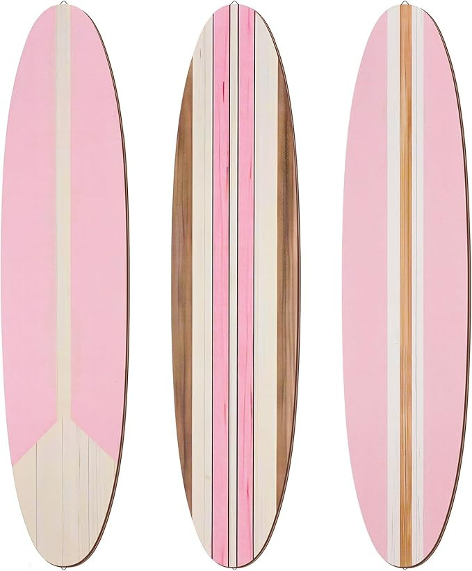 Gerrii 3 Pieces Surfboard Wall Decor 23.6" x 5.4" Preppy Beach Room Decor Aesthetic Large Wooden ... | Amazon (US)