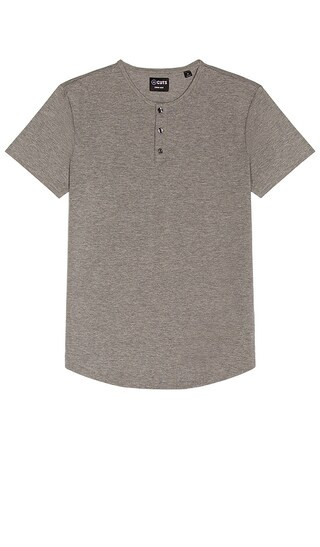 Henley Curve Hem T-Shirt in Heather Grey | Revolve Clothing (Global)