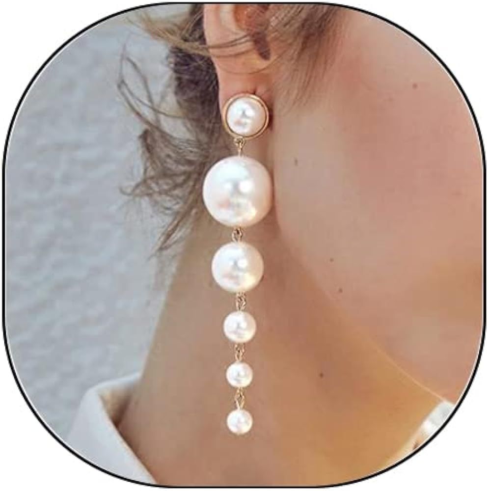 Pearl Dangle Earrings Long Tassel Pearl Earrings for Women Dainty Pearl Chain Earrings Jewelry fo... | Amazon (US)