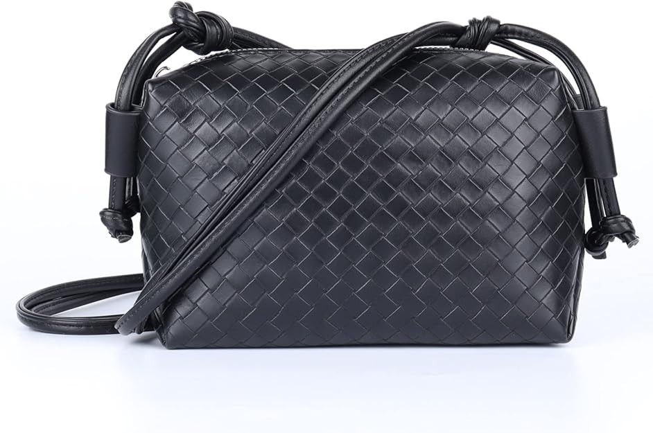 Woven Purse for Women,Small Crossbody Bag 20x13x7cm Zip Trendy Purses,Soft PU Handbag Adjustable ... | Amazon (US)