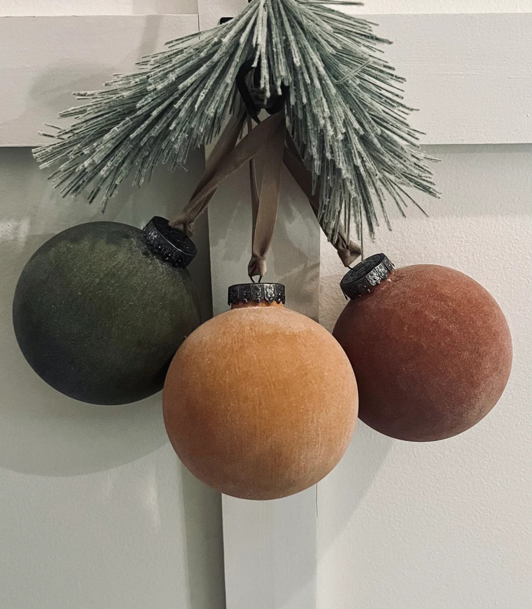 Large Flocked Boho Christmas Ornaments,rustic Matte Textured Ornaments, Neutral Matte Christmas B... | Etsy (US)