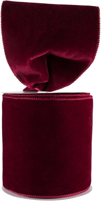 Velvet Wired Edge Ribbon, 4 Inch Width, Christmas Gift Wrapping Ribbon, Waterproof for Wreath DIY... | Amazon (US)