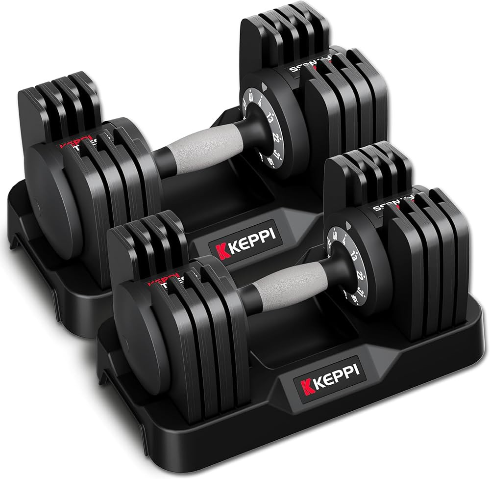 Keppi Adjustable Dumbbells Set-25lb/40lb/55lb/60lb, Anti-Slip Metal Fast Adjust Weight Handle, Ex... | Amazon (US)