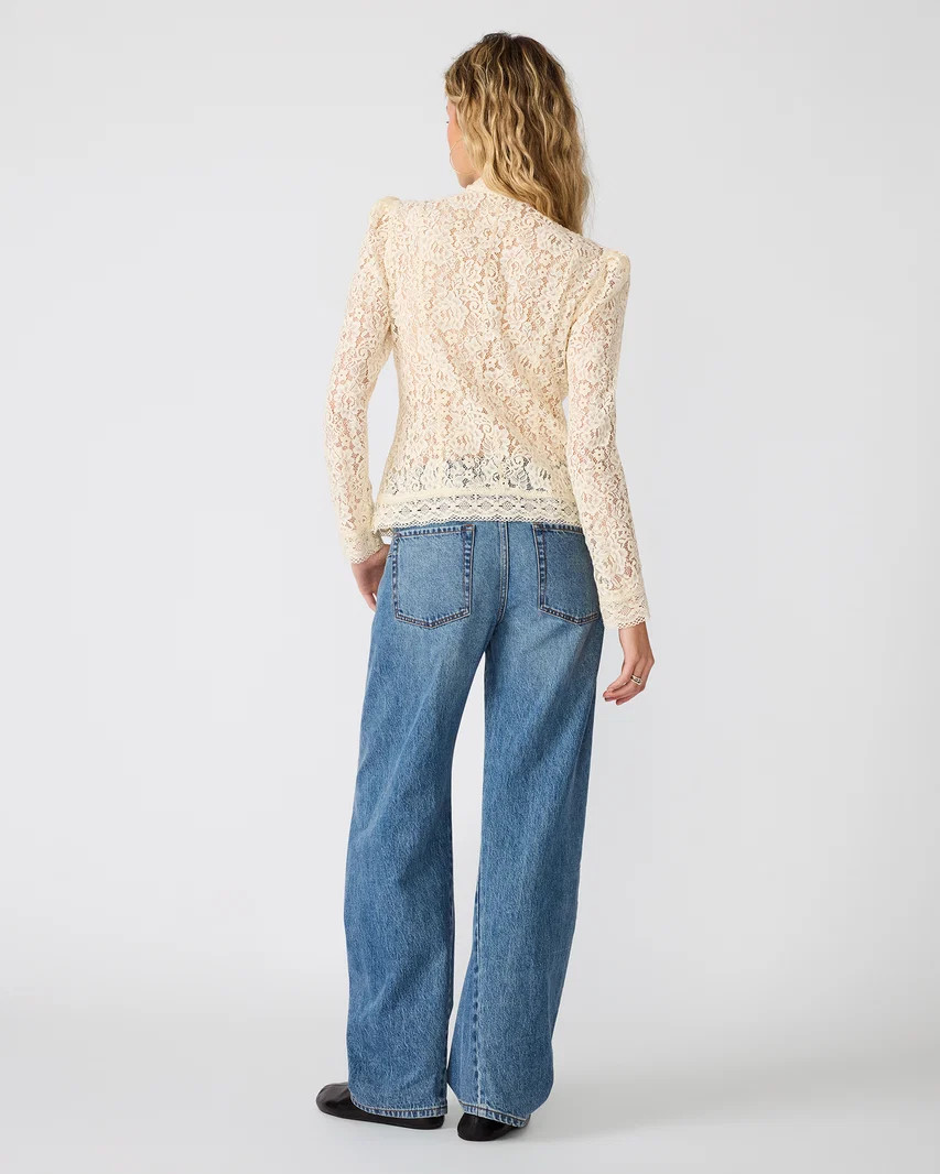 ABERDEEN Pearl Lace Puff Sleeve Women's Top | Steve Madden (US)