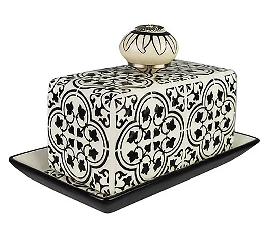 Young's Inc. Moroccan Tile Ceramic Butter Dish - QVC.com | QVC