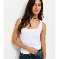 Women's White Square Neck Button Front Vest Top New Look | New Look (UK)