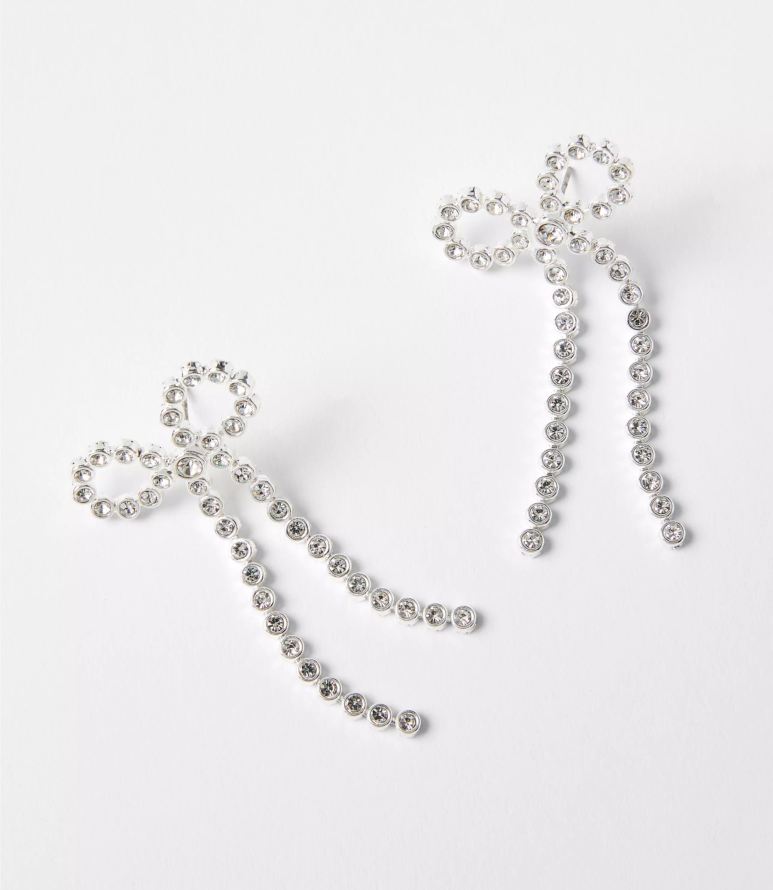 Pave Bow Drop Statement Earrings | LOFT