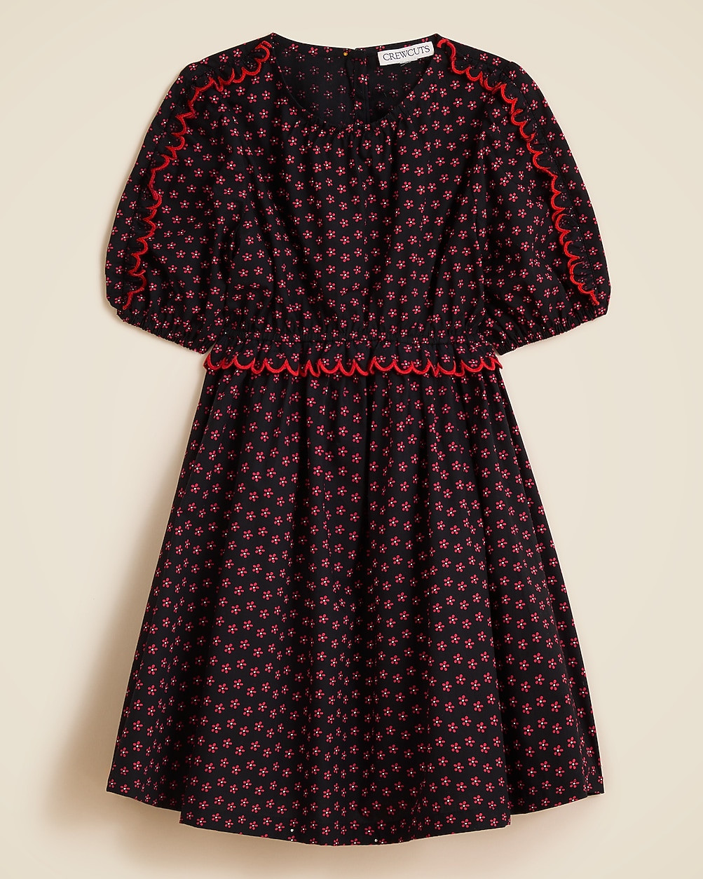 Girls' puff-sleeve scallop-trim dress in floral | J. Crew US